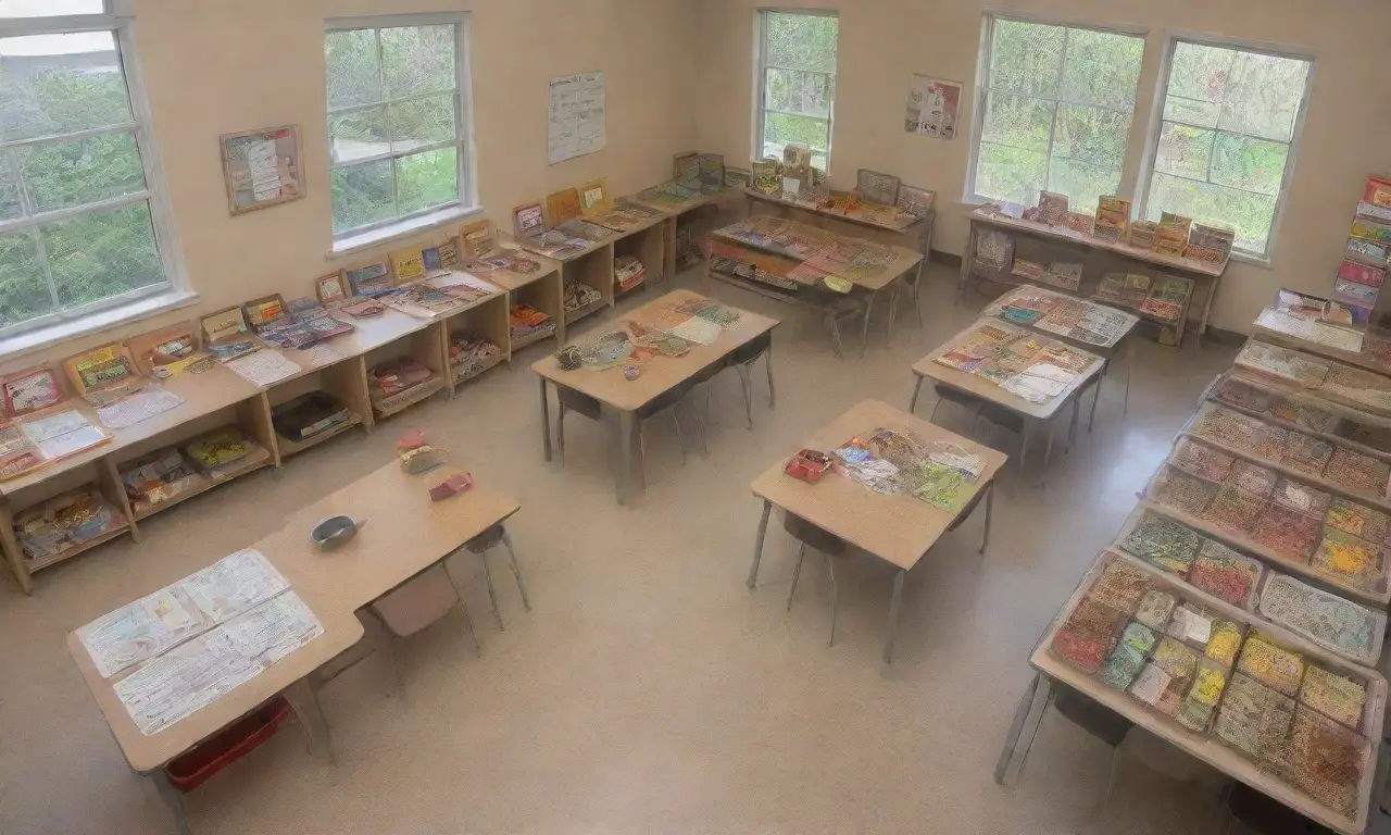 Un aula luminosa y colorida llena de curiosidad y emoción por los animales