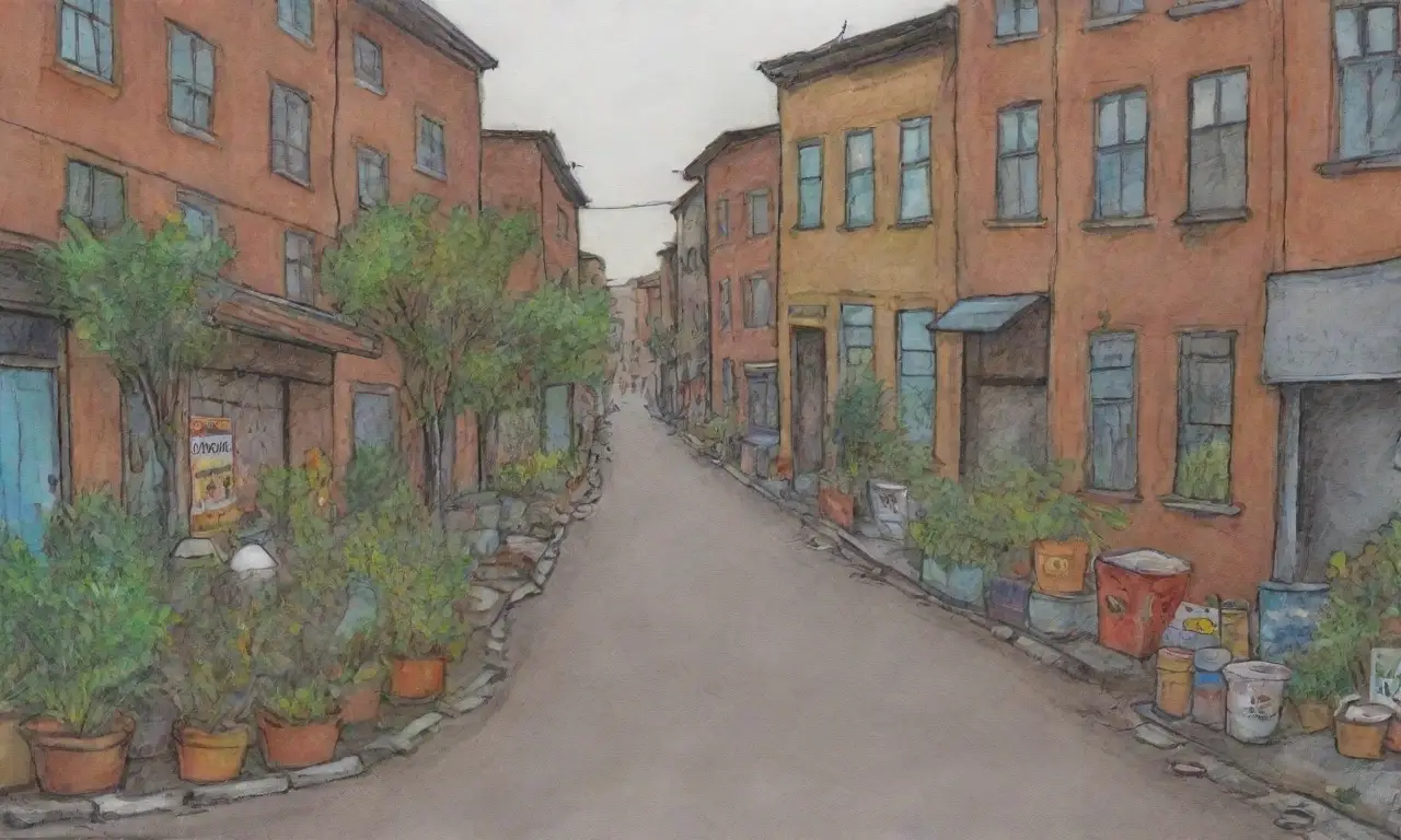 Un paisaje urbano vibrante y en decadencia, lleno de vida y desafíos