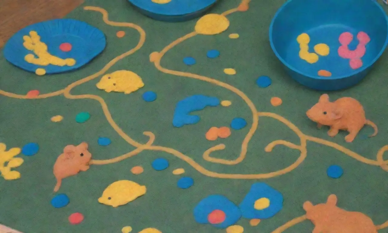 Colores vibrantes y neuronas brillantes en un laboratorio lleno de curiosidad y descubrimiento
