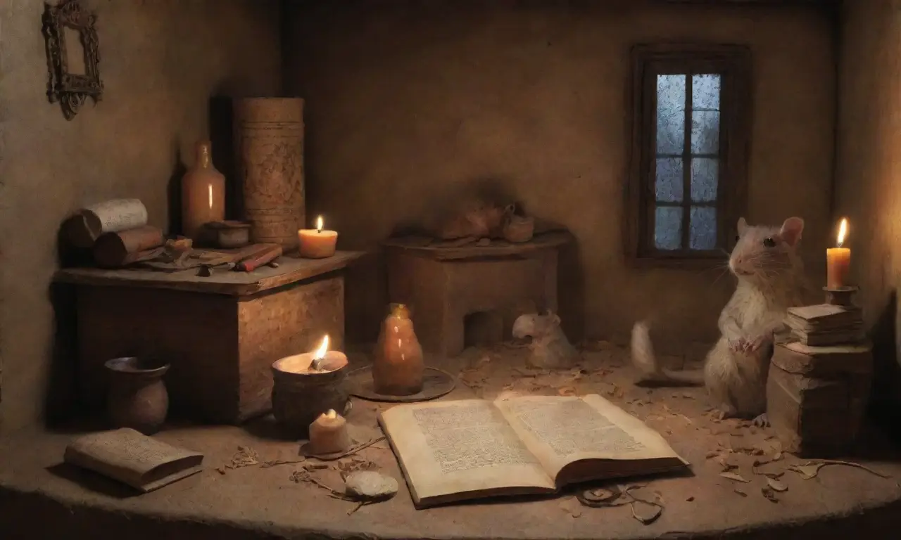 Un tapiz de tonos tierra, ratones sabios, libros antiguos y un ambiente de misterio y conocimiento