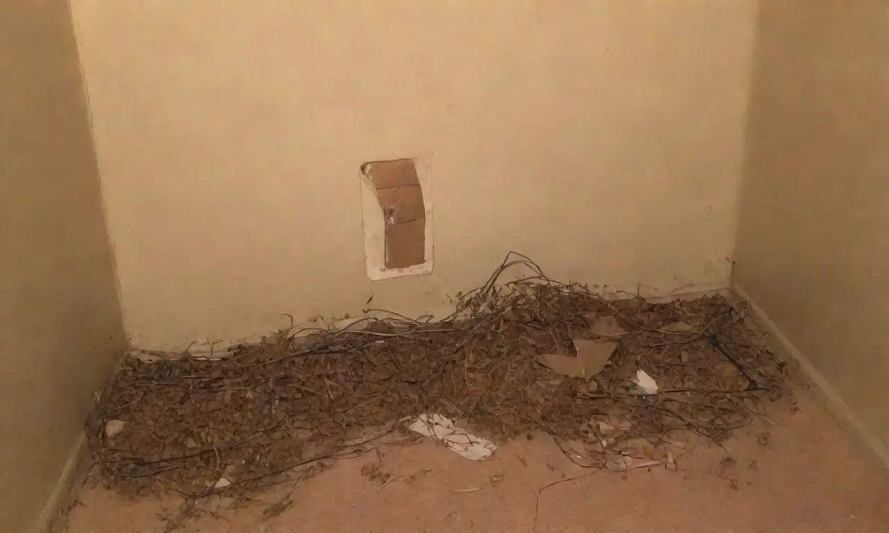 Un ambiente deteriorado y descuidado lleno de signos de infestación y abandono