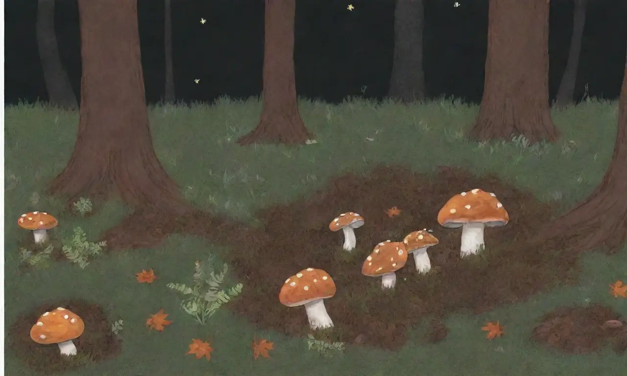 Un bosque oscuro y sereno, lleno de vida nocturna y susurros de la naturaleza