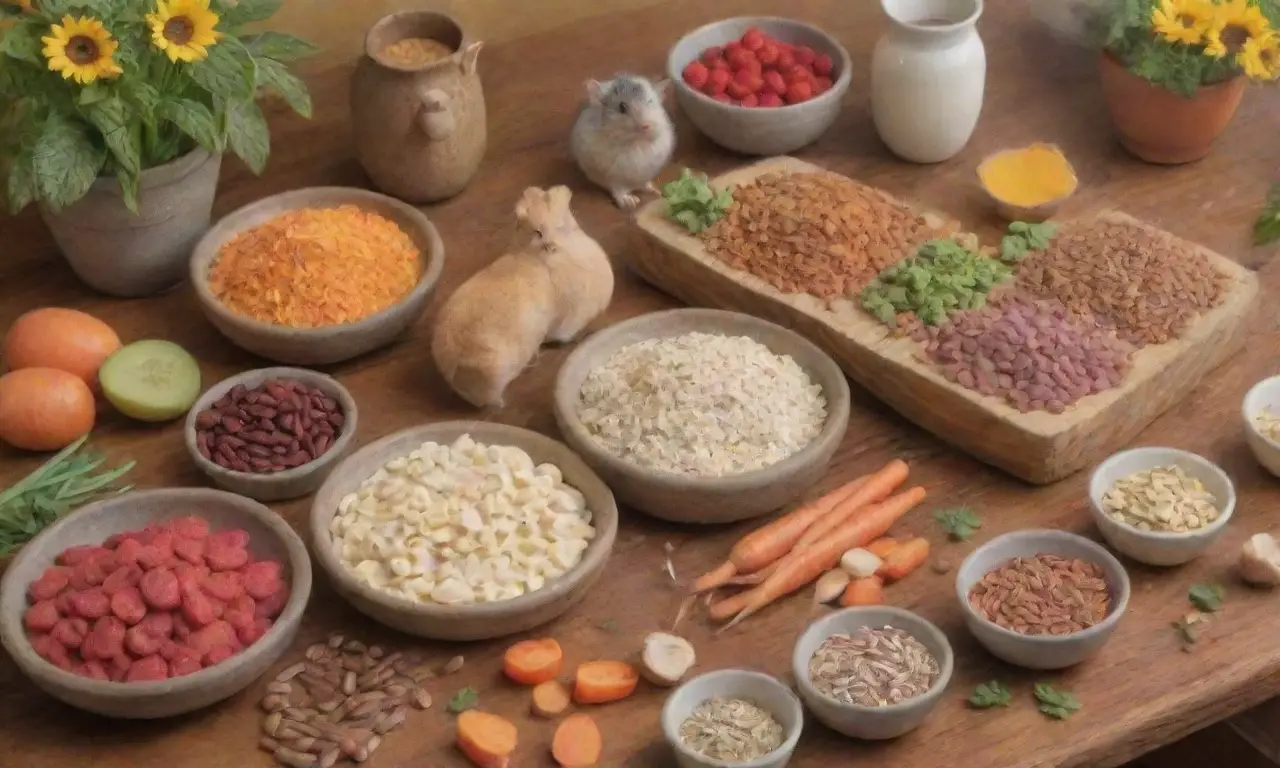 Ilustraciones coloridas de fuentes de proteína en una cocina acogedora