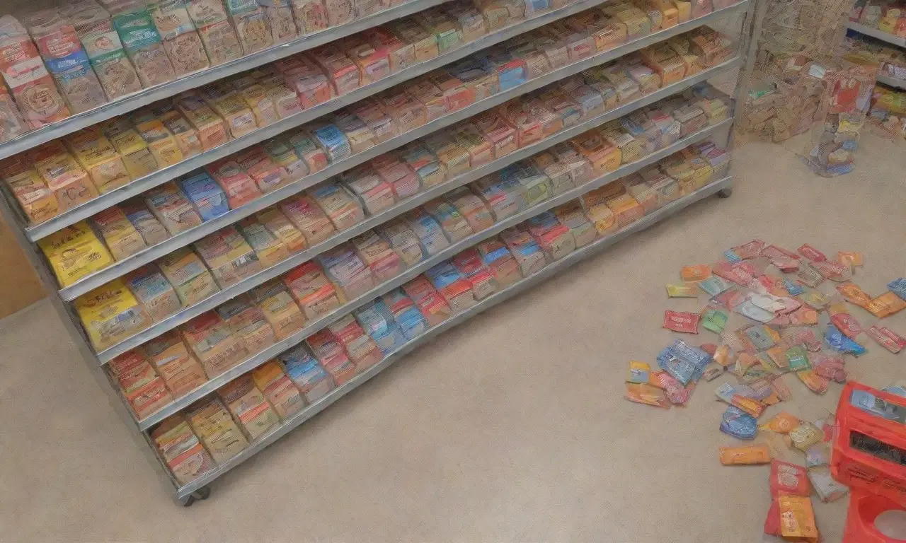 Un fondo vibrante de un supermercado muestra precios en aumento, un roedor acechando, y advertencias sobre plagas