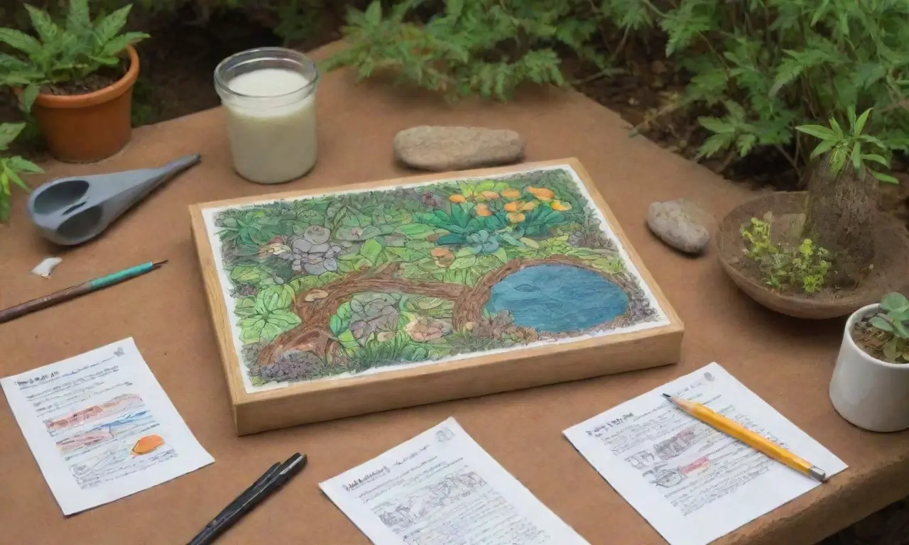 Un paisaje sereno y vibrante donde la naturaleza y la investigación se encuentran en armonía
