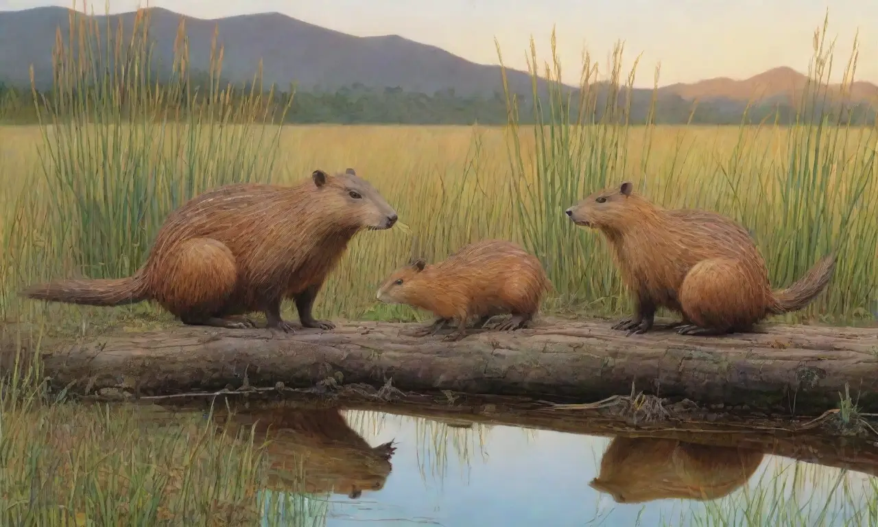 Un vibrante humedal lleno de vida, con nutrias, garzas, capibaras y un atardecer dorado