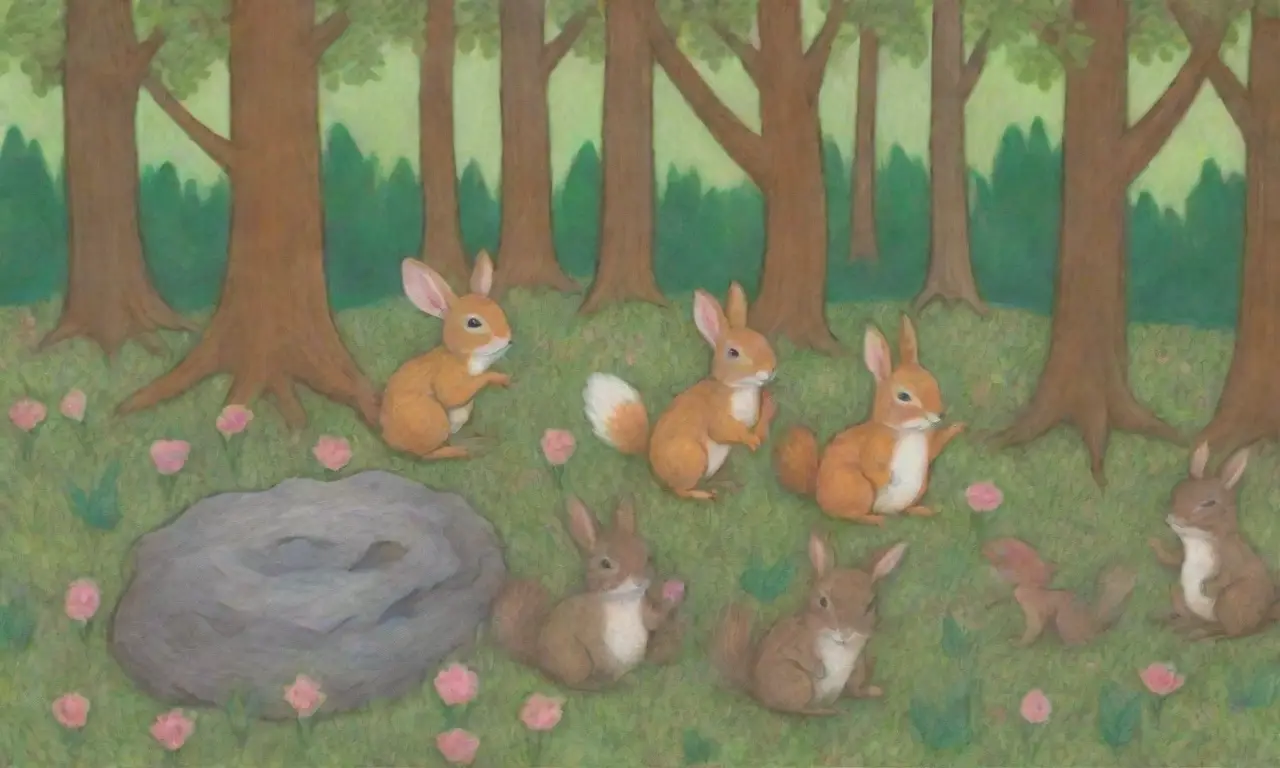 Una escena vibrante del bosque muestra la interconexión de la vida silvestre en un ciclo natural