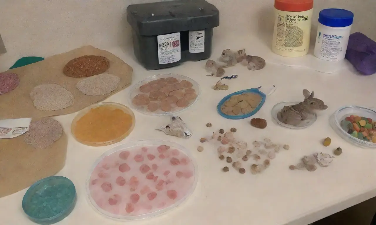 Un fondo vibrante con roedores, un veterinario, y elementos de salud animal en un entorno acogedor