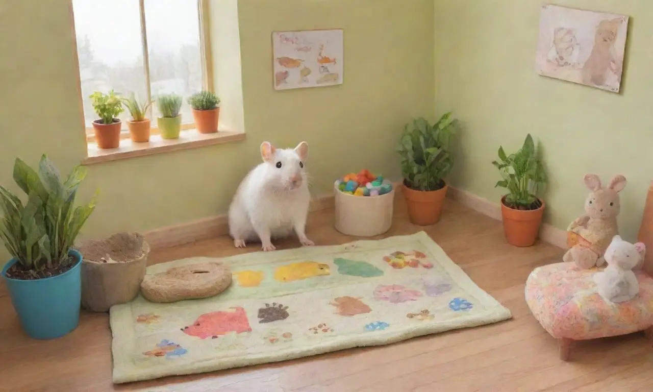 Un acogedor rincón lleno de coloridos detalles y la calidez de adorables roedores