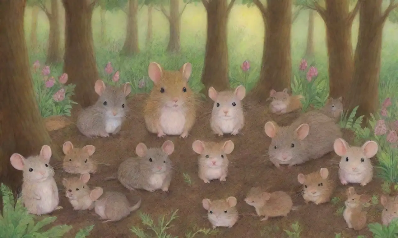 Un wallpaper vibrante de un bosque verde con roedores y vida silvestre