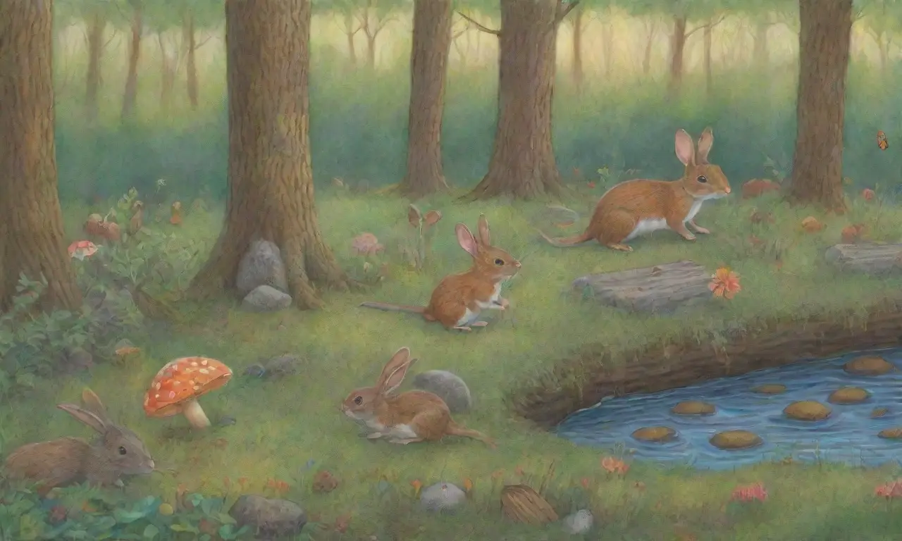 Un bosque vibrante lleno de vida, luz, sonidos y aromas armoniosos
