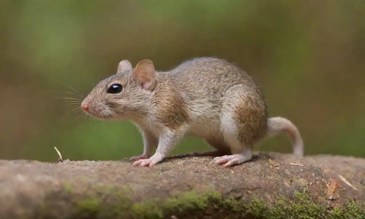 Peromyscus adulto en su hábitat natural, destacando retos de conservación y contexto ecológico.