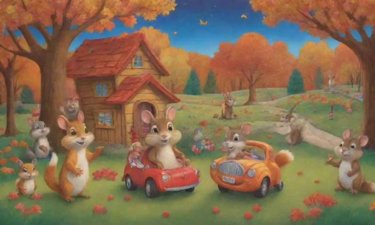 Un collage vibrante de escenas animadas con roedores y aventuras en un mundo colorido