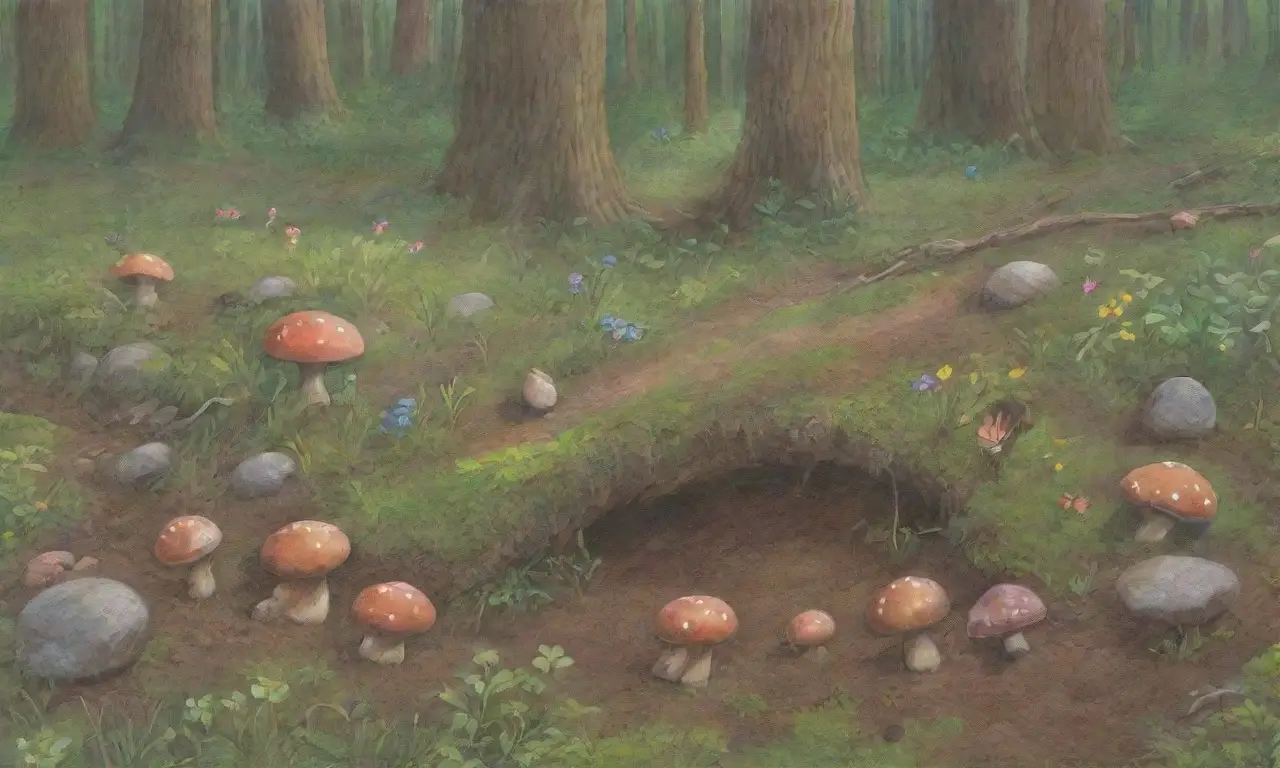 Una escena forestal vibrante llena de vida y naturaleza