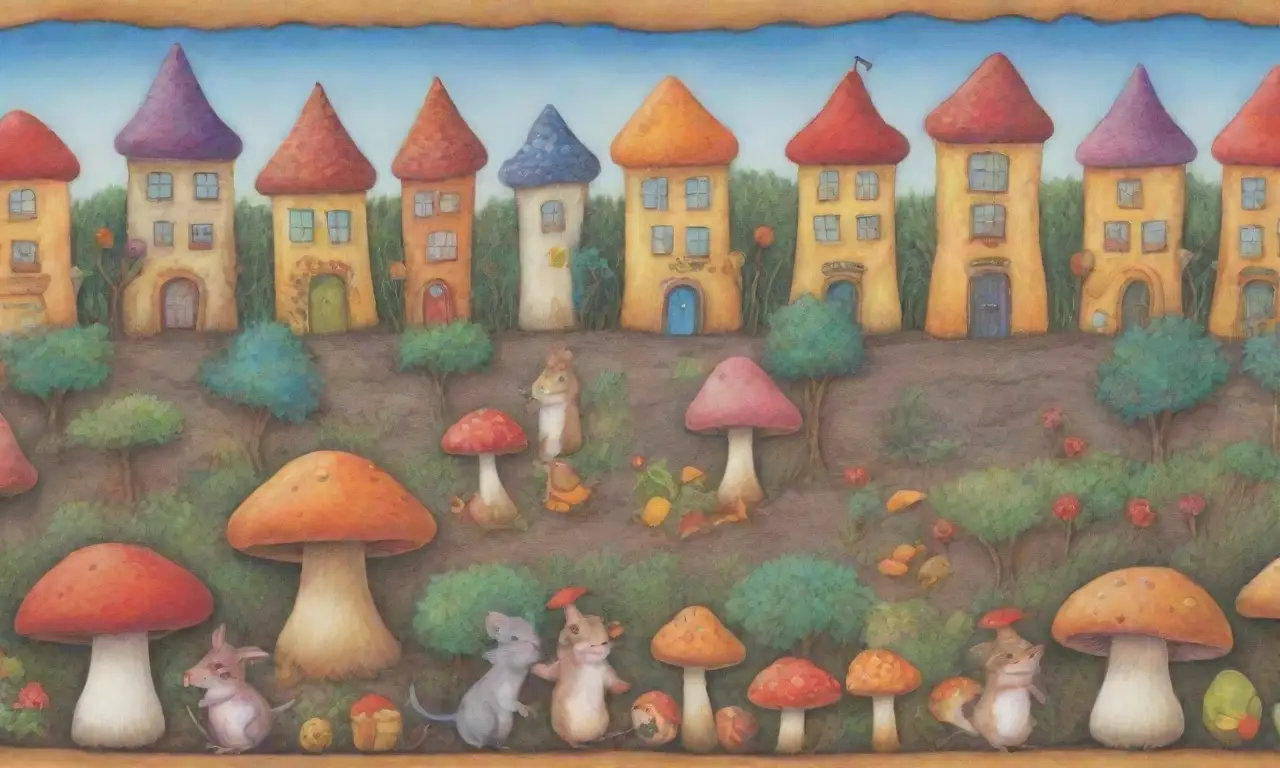 Un colorido paisaje urbano lleno de ratones curiosos, queso gigante y un ambiente aventurero