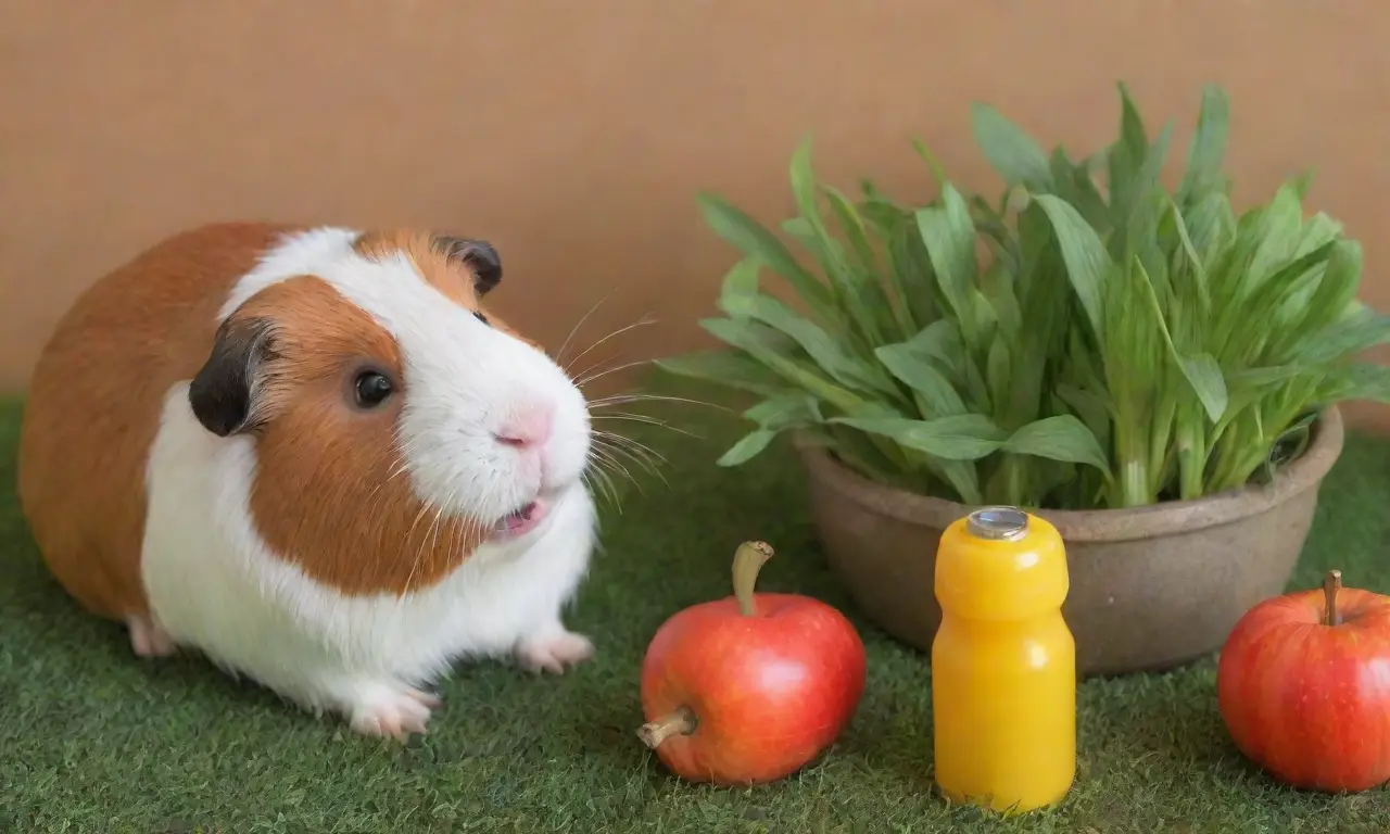 Un acogedor hábitat de cobayas lleno de coloridos juguetes, verduras frescas y un ambiente de amor