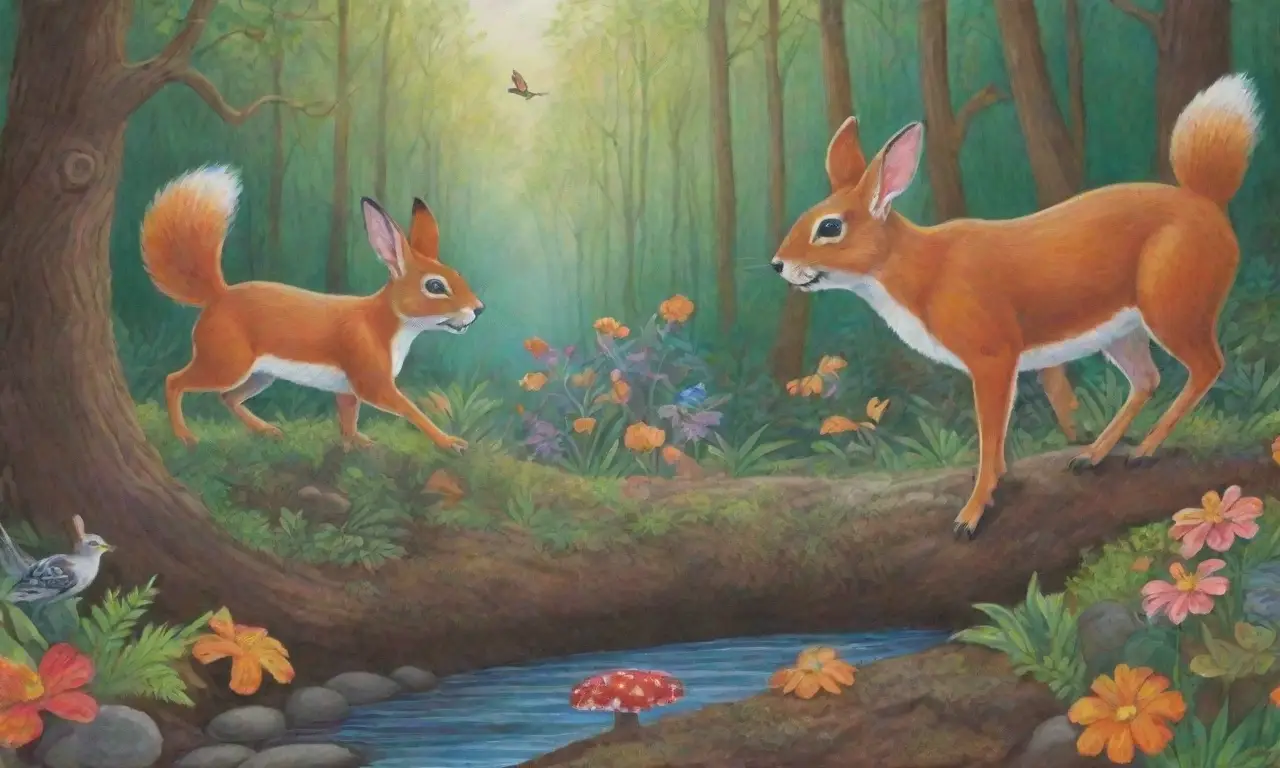 Escena vibrante de la jungla con animales en movimiento y la danza de la naturaleza