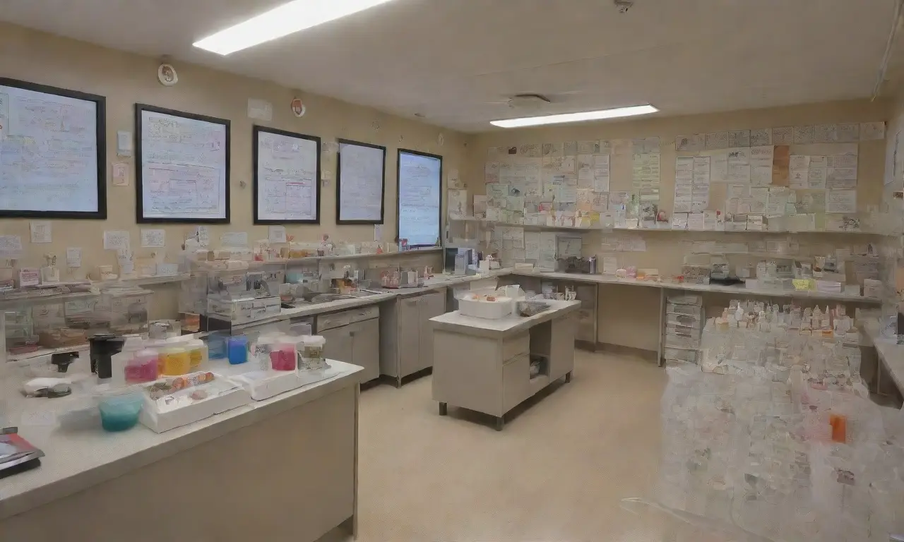 Un fondo vibrante que muestra escenas de laboratorio y la importancia de los roedores en la investigación médica