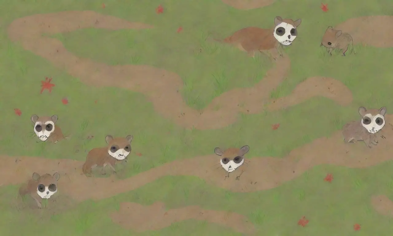 Un papel tapiz vibrante muestra roedores modernos en hierba verde y fósiles antiguos en terreno rocoso, contrastando evolución y misterio
