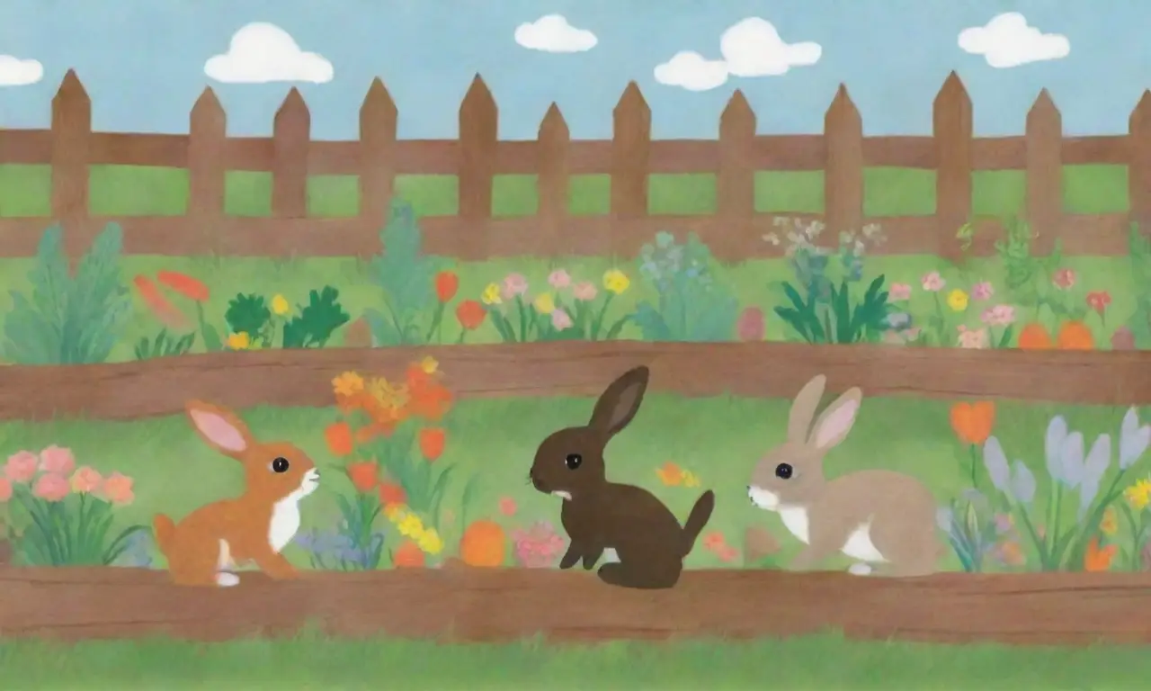 Un sereno jardín con conejitos juguetones, flores silvestres y vegetales vibrantes