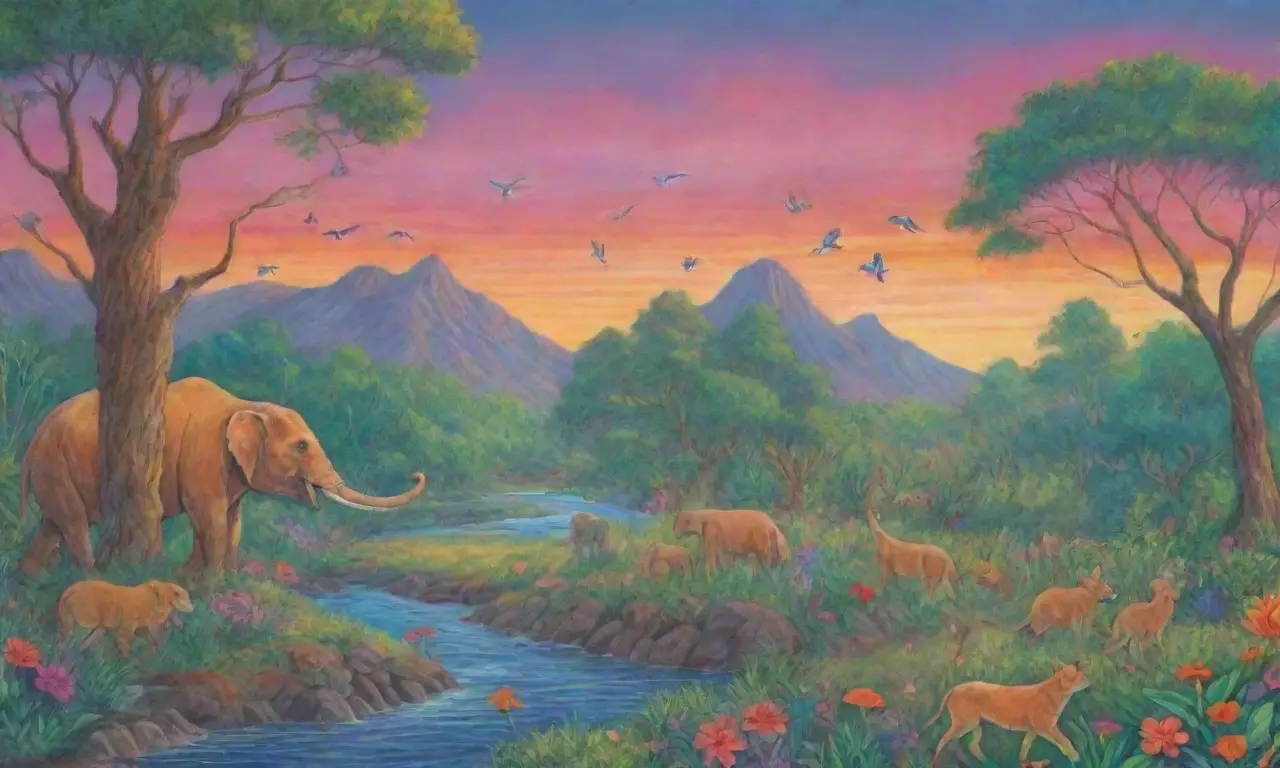 Escena vibrante de la jungla con fauna y flora en equilibrio