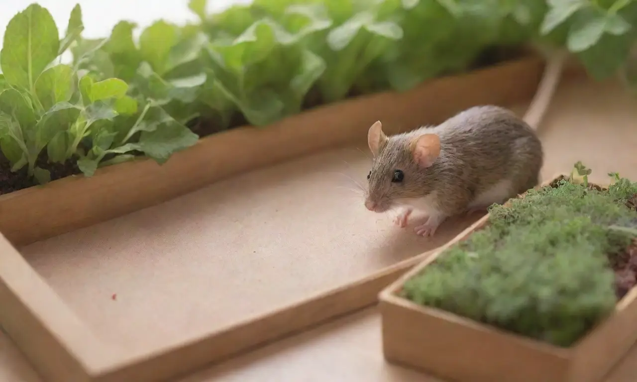 Un rincón acogedor lleno de pequeños roedores y vegetales en un ambiente sereno