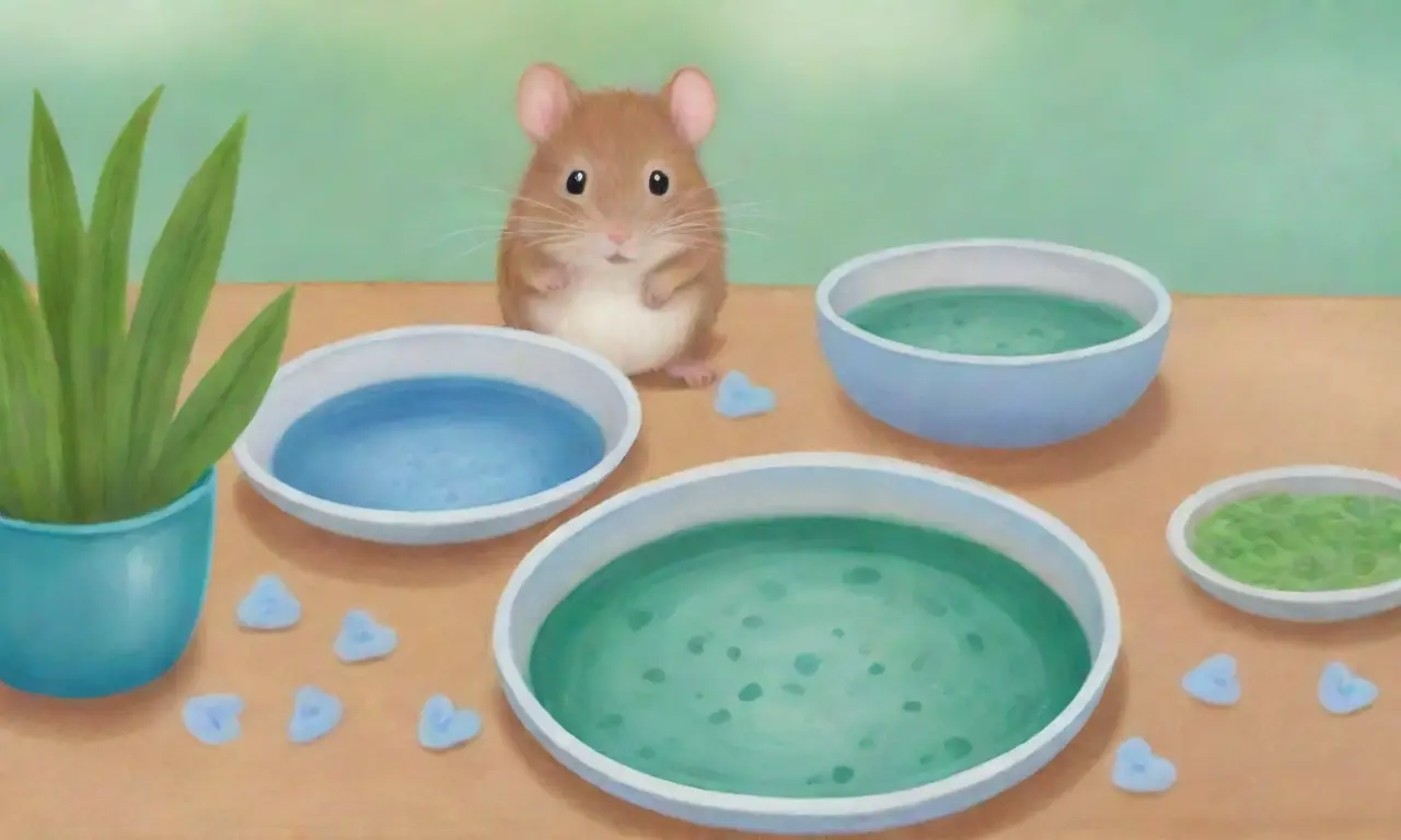 Un fondo suave con ilustraciones de roedores, cuencos de agua brillantes y un ambiente sereno y educativo