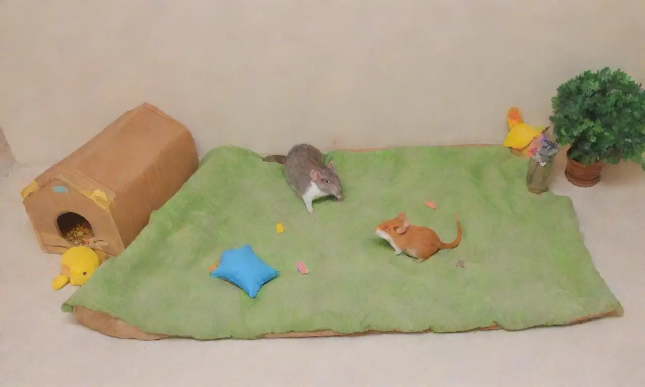 Un acogedor hogar para pequeños roedores lleno de colores suaves y juguetes