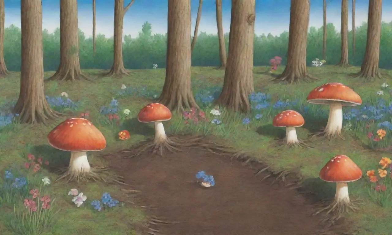 Un bosque vibrante con luz filtrándose, musgo suave, flores silvestres, un arroyo brillante y vida silvestre