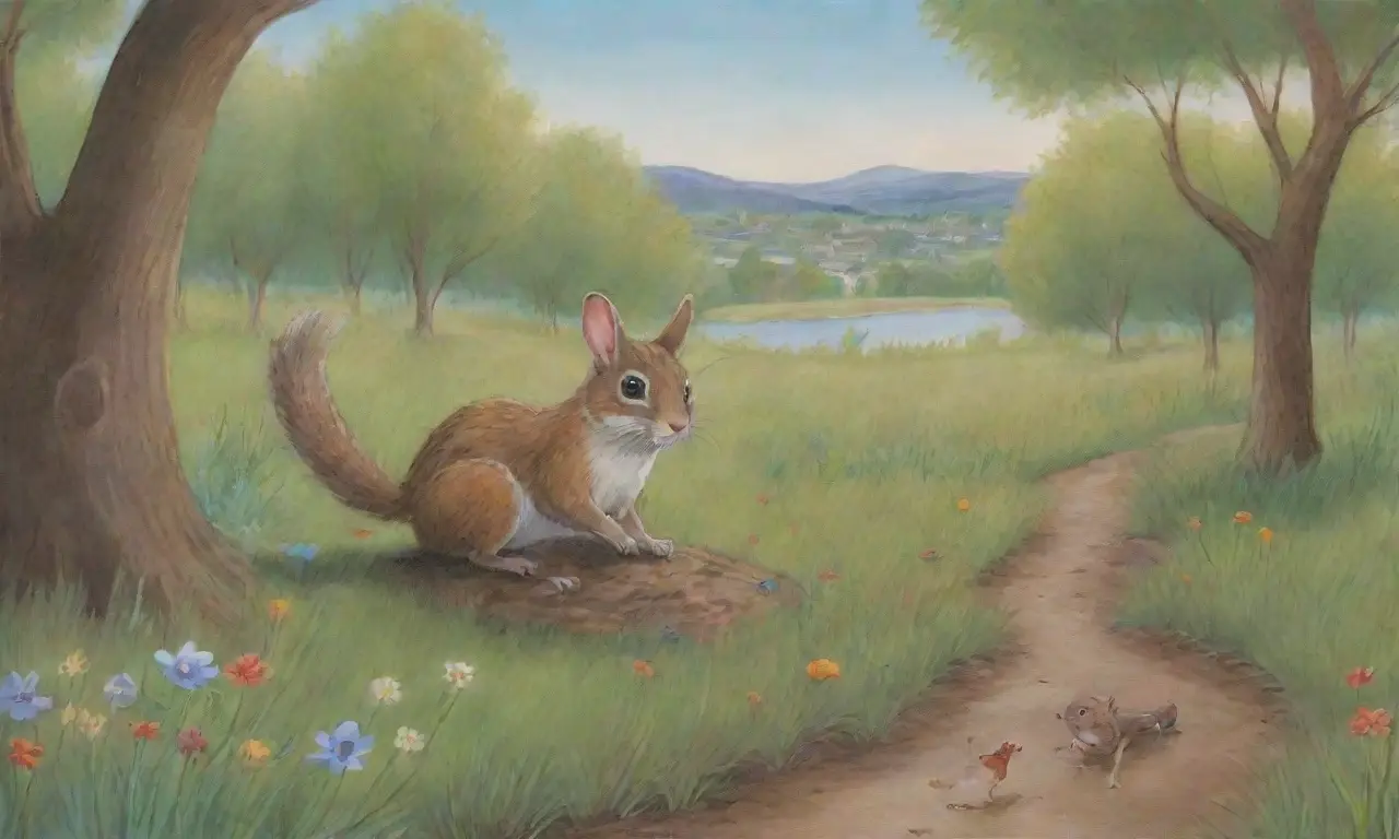 Una escena forestal vibrante con animales y naturaleza, contrastada por una ciudad bulliciosa y un niño asombrado