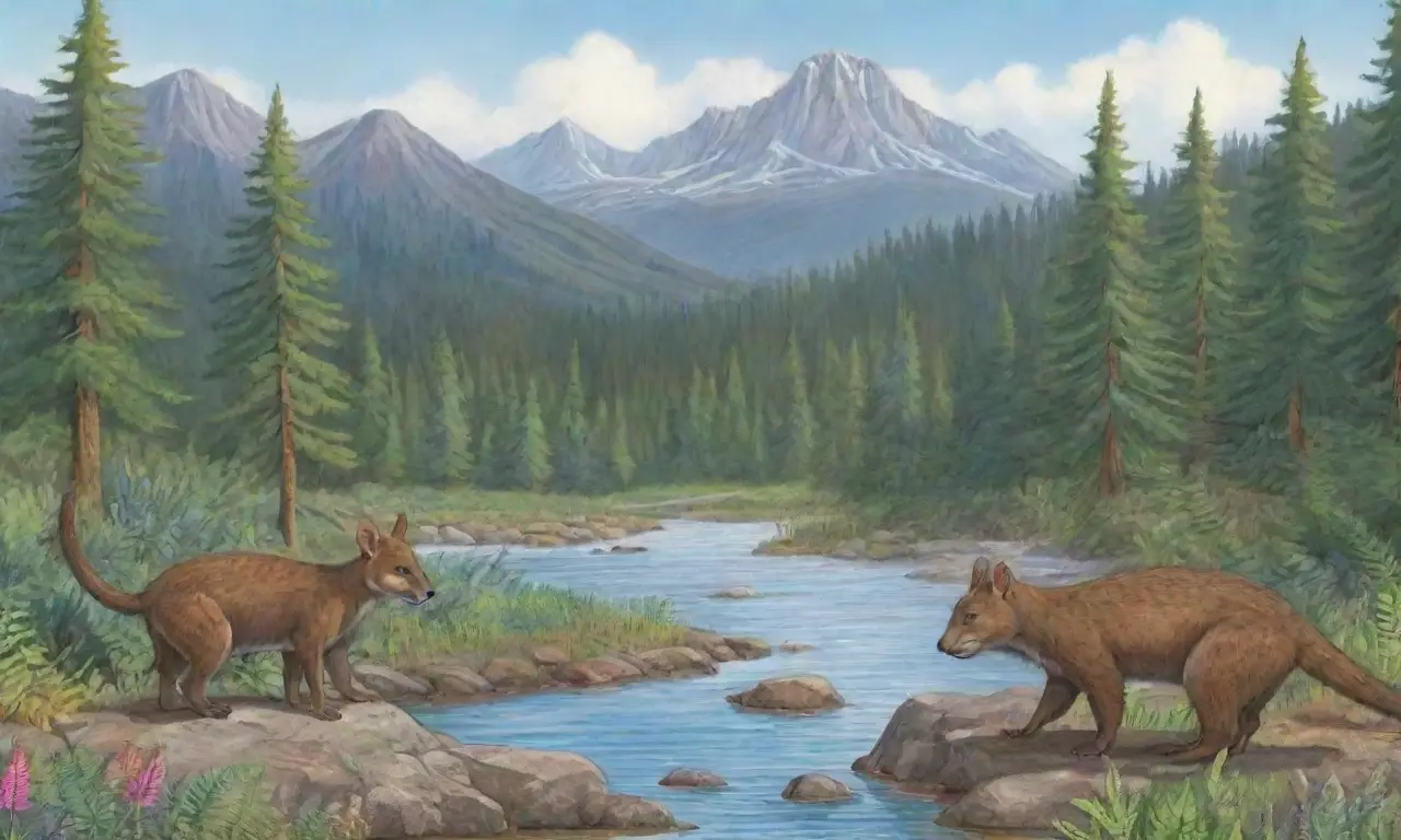 Un paisaje prehistórico vibrante y majestuoso, lleno de vida y misterio