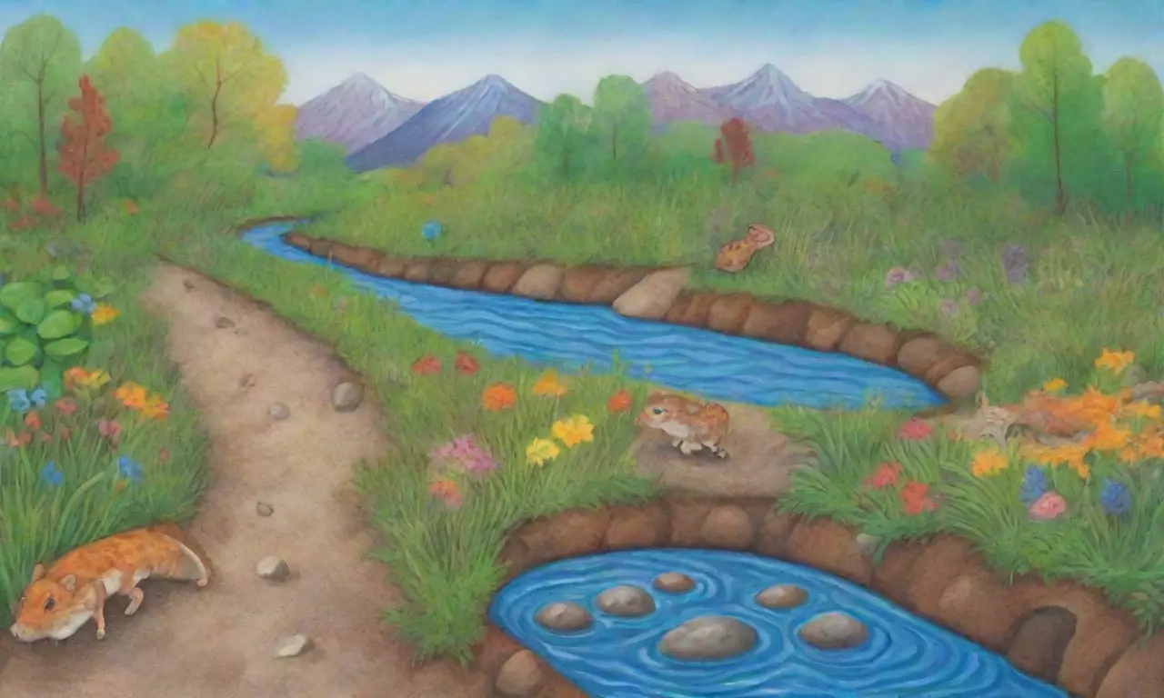 Un mural vibrante refleja la vida en un paisaje lleno de colores y sonidos naturales
